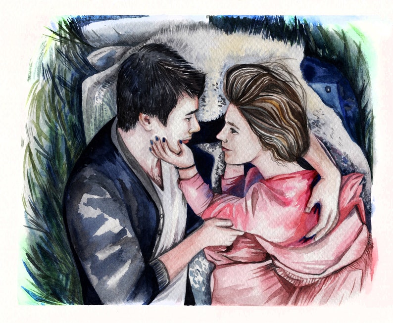 family portrait Custom watercolor portrait Christmas Portrait unique gift. portrait from photo Custom Watercolor Portrait Couple