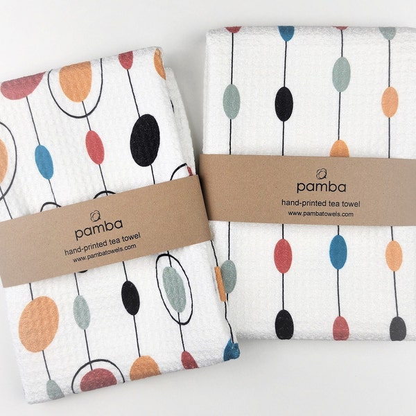 2 Pack | Mid-Century Modern Tea Towels | Retro inspired | Kitchen Towels