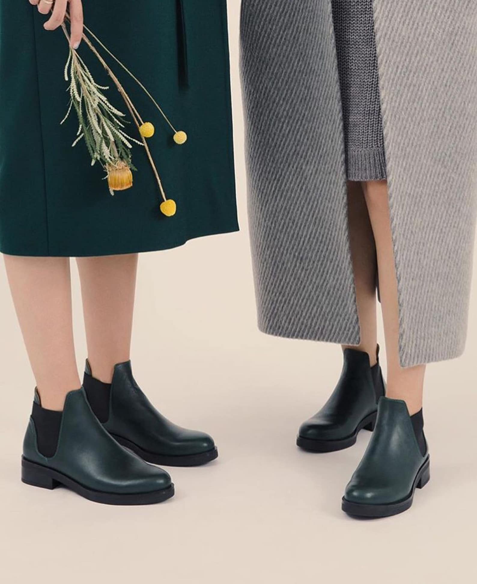 Genuine Leather Green Color Chelsea Boots Etsy