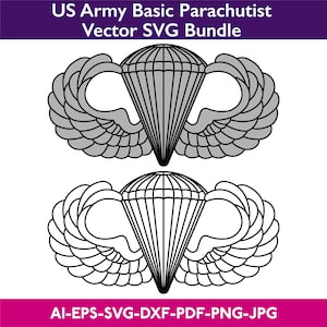 US Army Basic Parachutist Vector SVG bundle, dxf eps svg ai