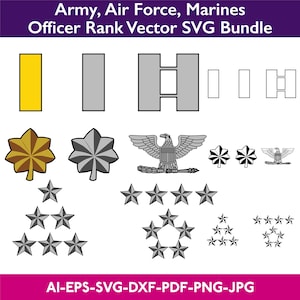 Army, Air Force, Marines Officer Rank, Vector, SVG, Cut file for Cricut