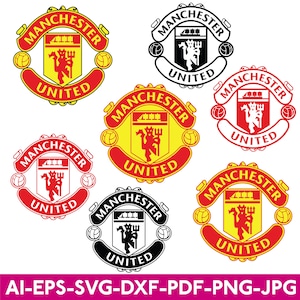 Manchester United FC Football Logo Vector SVG Bundle, Ai, eps, Dxf, pdf, png, Cricut, DIY Laser Cut Art, Digital Print, Man United Crest