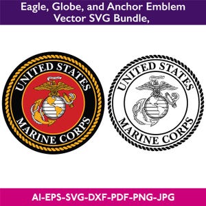 United States Marine Corps Emblem USMC Eagle, Globe, and Anchor Vector SVG Bundle,