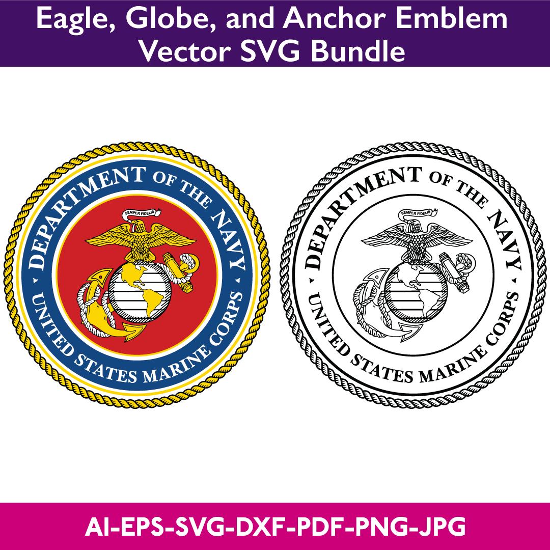 Department of the Navy United States Marine Corps Emblem USMC Eagle, Globe, and Anchor Vector SVG Bundle,