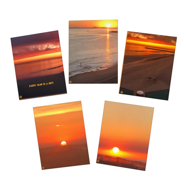 Biglietti tramonto -Biglietti d'auguri multi-design (confezione da 5) di biglietti d'auguri con bellissime fotografie di tramonti dal Mare di Cortez in Messico