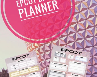 WDW florida holiday planner, Epcot 2 page, daily planner, orlando, theme park, calender,