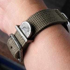 Correa de reloj militar vintage en color verde – Banda de tela de polialgodón de 2 piezas 18 mm 20 mm 22 mm