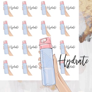 Adesivi funzionali/icone Hydrate, adesivi per planner, Erin Condren