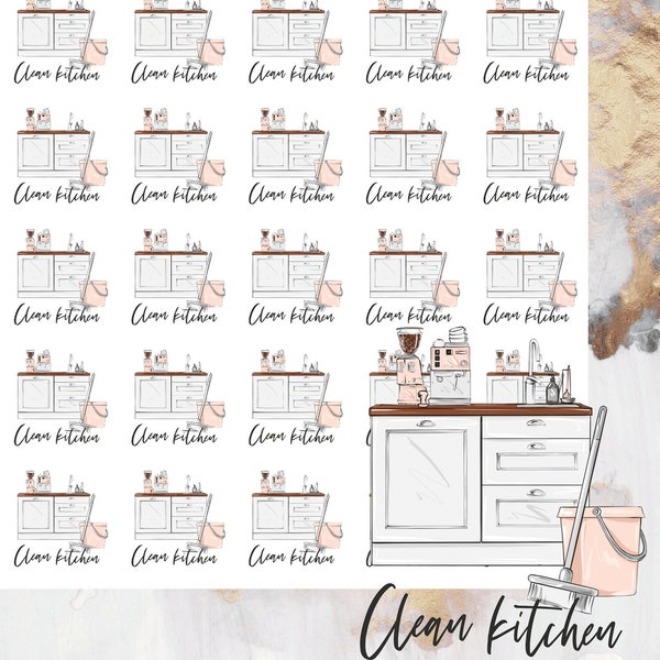 Clean Kitchen Functional/Icon Stickers, Planner Stickers, Erin Condren