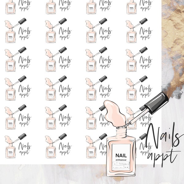 Nail Appointment Functional/Icon Stickers, Planner Stickers, Erin Condren
