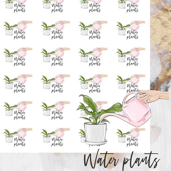 Water Plants Functional/Icon Stickers, Planner Stickers, Erin Condren