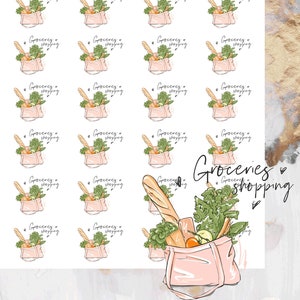 Grocery Shopping Functional/Icon Stickers, Planner Stickers, Erin Condren