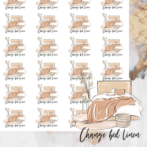 Change Bed Linen Functional/Icon Stickers, Planner Stickers, Erin Condren