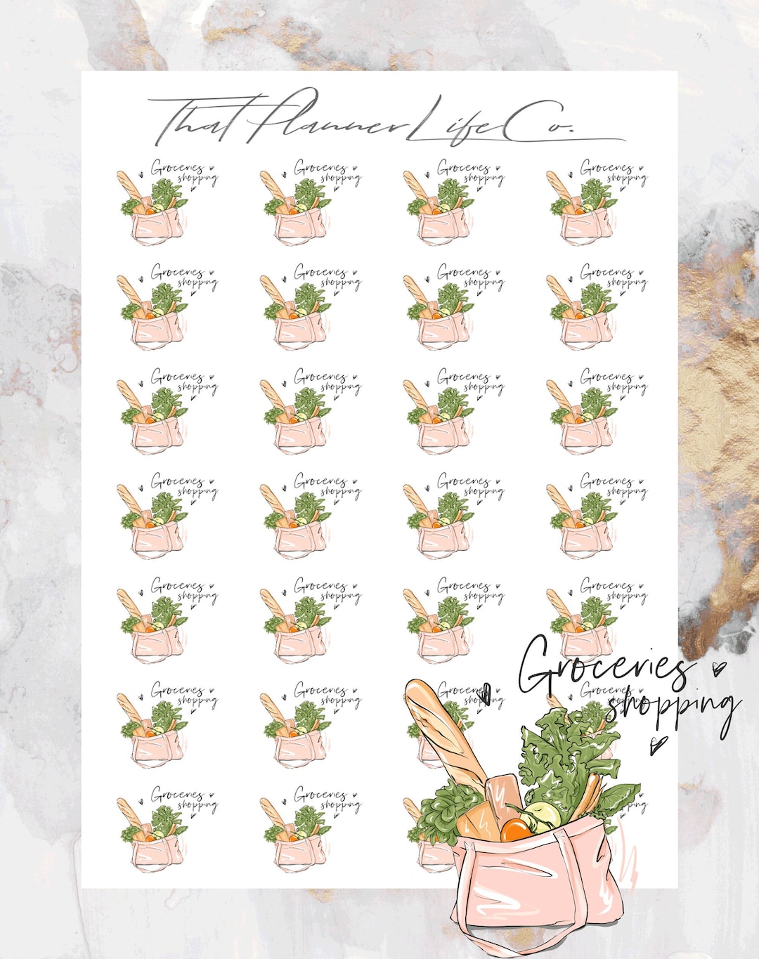 Grocery Shopping Functional/icon Stickers, Planner Stickers, Erin ...