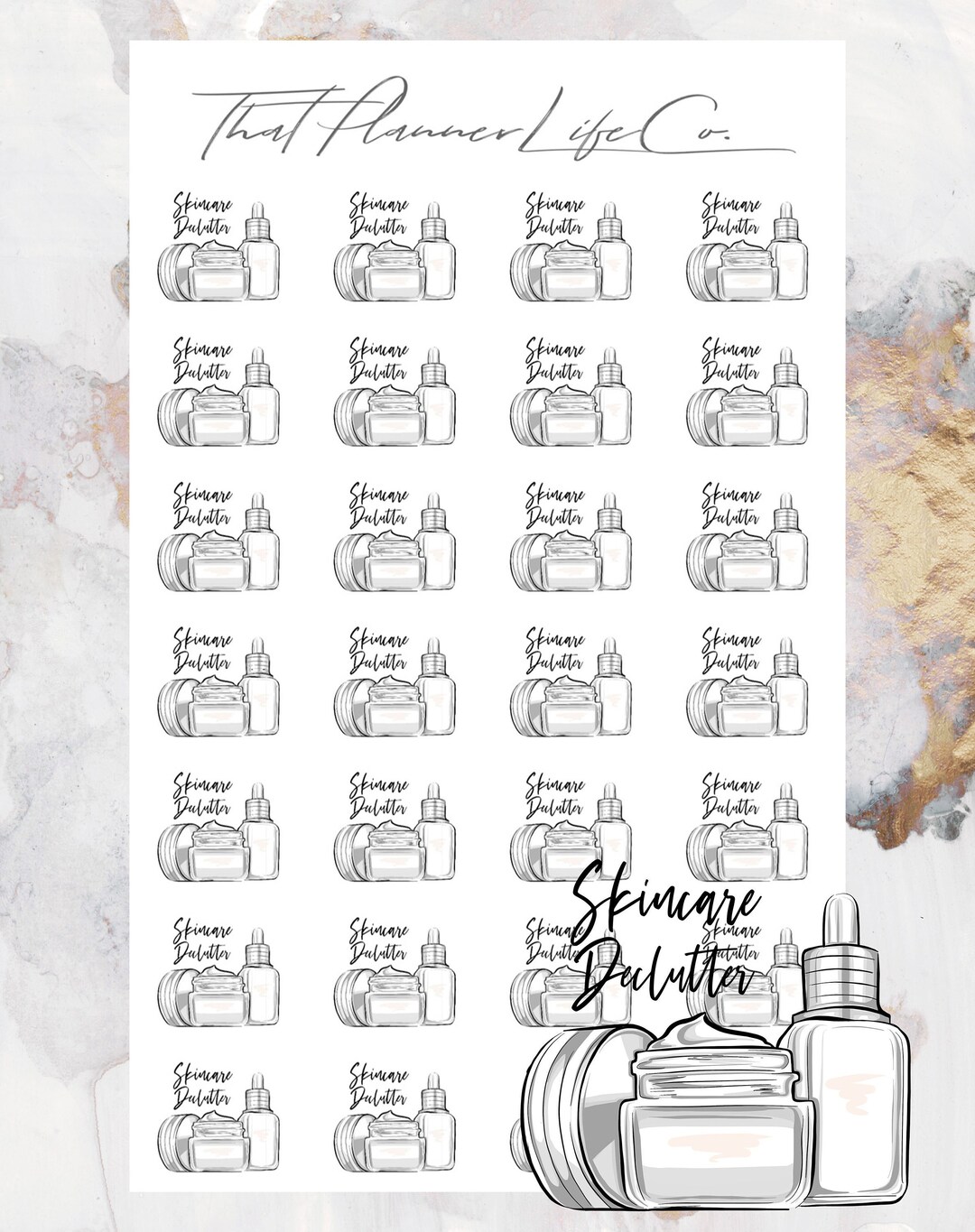 Skincare Declutter Functional/icon Stickers, Planner Stickers, Erin ...