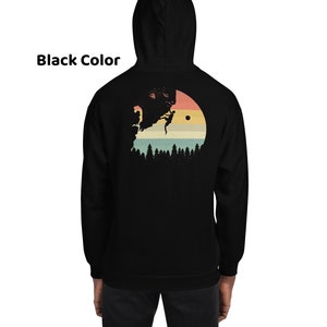 Retro Rock Climbing Hoodie, Back Design Climbing Hoodie, Gift for Climber, Boulder Climbing, Rock Climber Hoodie, Climbing Sweatshirt