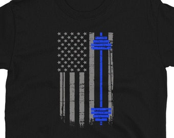 US Flag Barbell T-Shirt, Gym Workout Shirt, Crossfit US Patriotic Shirt, Funny Barbell Shirt, Weight Training TShirt, Fitness Lover Shirt