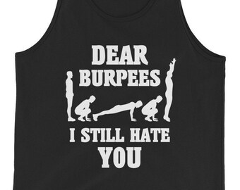 Burpees linne, roligt fitnesslinne, träningstopp, Crossfit linne, Burpee träningslinnen, roliga träningskläder, fitnesspresentidéer