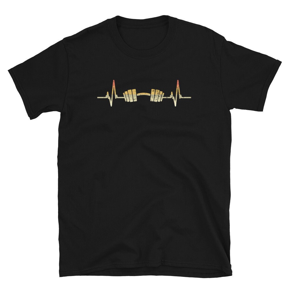 Barbell Heartbeat Tshirt, Dumbell Shirt, Funny Fitness T Shirt, Crossfit Gift Shirt, Workout