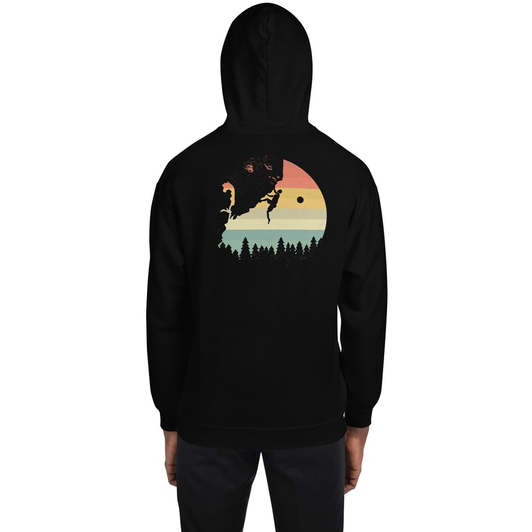 Retro Rock Climbing Hoodie Back Design Climbing Hoodie Gift Etsy