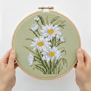 Chamomile Cross Stitch - Floral Embroidery Design (PDF Pattern)