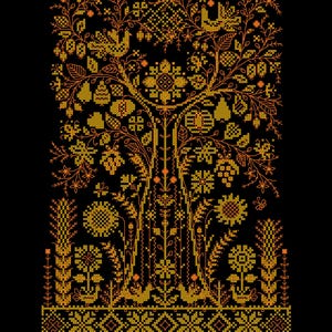 Amulet Cross Stitch Pattern,  "Tree of Life and Prosperity" in PDF format, instant download.