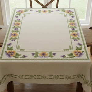 Guardanapo Violeta - Bordado Floral em Ponto Cruz DIY, Bordado para Cozinha (Padrão em PDF, download instantâneo)
