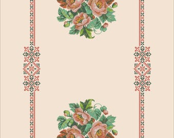 Adorno con peonías, Bordado acogedor en PDF, Patrón floral de punto de cruz en formato PDF, descarga instantánea. 118
