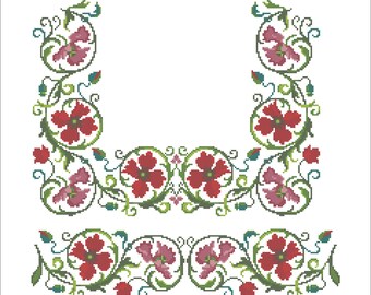 Bordado acogedor - Mantel de amapolas - Punto de cruz floral (Patrón en PDF, descarga instantánea)