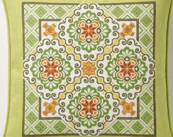 Servilleta, divertido bordado vintage - Patrón de punto de cruz - Diseño floral DIY (PDF)