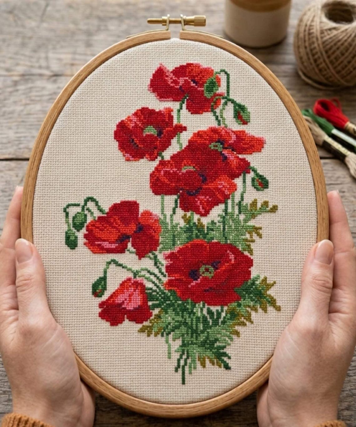 Poppy Cross Stitch Pattern - Floral DIY (PDF Pattern). Colors - 11 DMC ...