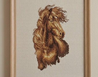 Horse Cross Stitch Pattern – "Bay" Portrait (Digital PDF)