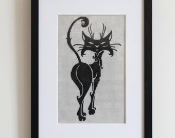 Black Cat Cross Stitch Pattern - Gothic Silhouette (PDF Pattern)