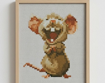 Little Rat Cross Stitch Pattern - Funny Animal Design (Digital PDF)