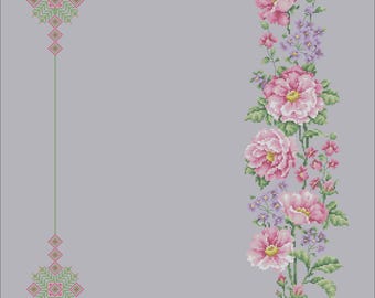 Adorno con malva, Bordado acogedor en PDF, Patrón floral de punto de cruz en formato PDF, descarga instantánea. 117
