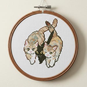 Modèle de point de croix de chats - « Le troisième n'est pas une foule » (PDF, 60 x 74 points, 20 couleurs DMC