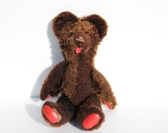 Vintage Small Dark Brown Teddy Bear / Cute Old Teddy Bear / 1970s
