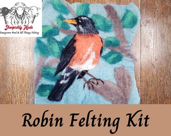 Robin Bird Needle Felting and Wet Felting Tutorial & Kit