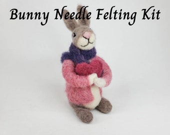 Bunny Rabbit Needle Felting Kits - Cute Bunny Needle Felting Kits for Beginners - Peter Rabbit - Video Tutorial Kits - Felting DIY Crafts