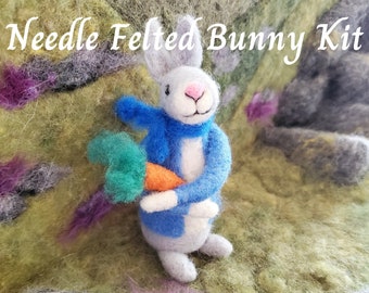 Rabbit Needle Felting Kits - Cute Bunny Needle Felting Kits for Beginners - Peter Rabbit - Video Tutorial Kits - Felting DIY Crafts