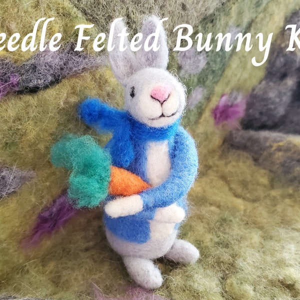 Rabbit Needle Felting Kits - Cute Bunny Needle Felting Kits for Beginners - Peter Rabbit - Video Tutorial Kits - Felting DIY Crafts