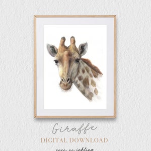 Nursery Art Printable, Giraffe Printable, Animals, Watercolor, for ...