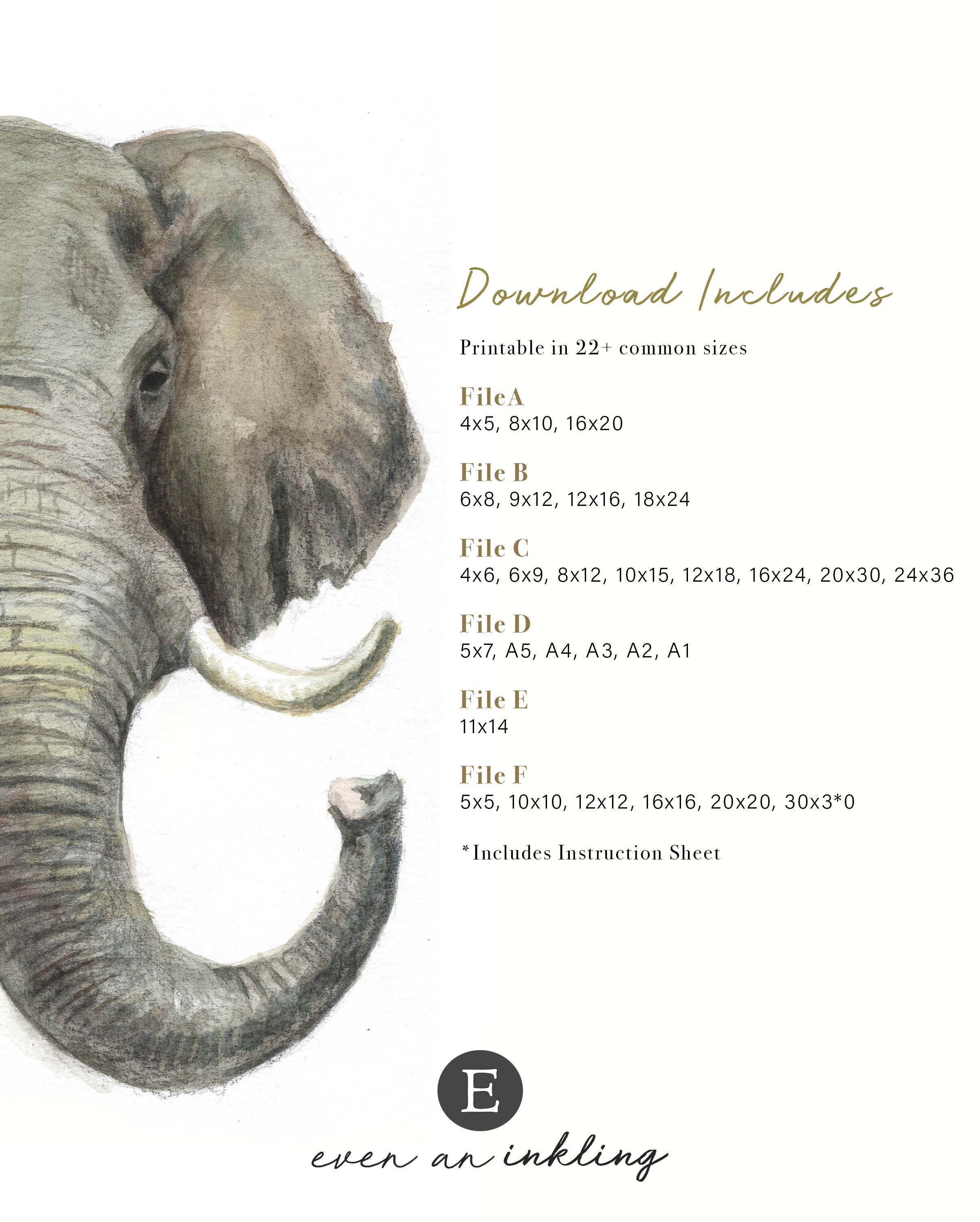 Nursery Art Printable Elephant Printable Animals - Etsy