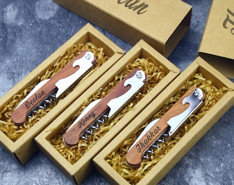 Apri cavatappi con manico in legno personalizzato, apri vino rosso personalizzato, regalo per lo sposo del testimone dello sposo da uomo per lui, regalo di compleanno per il capo