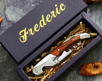 Personalized Wooden Handle Corkscrew: Custom Wine Opener, Groomsmen Gift