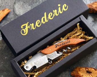 Custom Wine Opener, Personalized Wooden Handle Corkscrew, Groomsmen Gifts, Best man Wedding Gift, Men&#39;s Gift, Gift for Boss