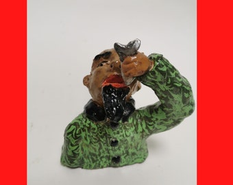 Man with goatee eats herring -ceramic- 2017