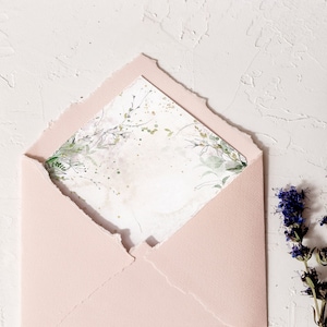 Druckbare Umschlaghülle, Größen: A7 A1 C6 Euro & quadratische Klappe, Umschlaghülle Aquarell blush grün, Sofortiger Download, zu Hause ausdrucken, NEL