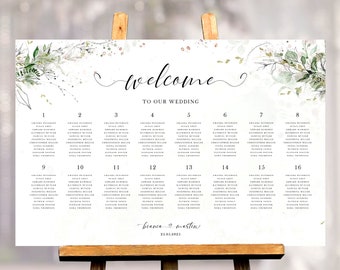 Watercolor Greenery Wedding Welcome Sign: Editable Wedding Template (Instant Download)