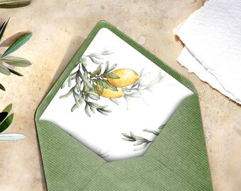 Lemon Envelope Liner: A7 A1 C6 Euro & Square Flap, LENA, LIV (Digital Download)